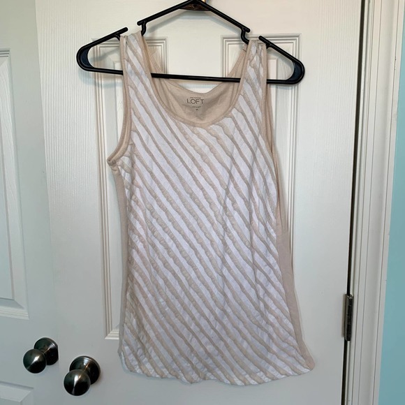 Loft Women's Size Extra Small Beige Tiered Striped Tank Top‎ - Picture 1 of 5